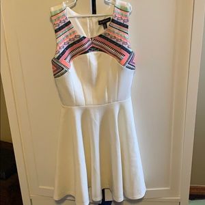 White dress with fun colors on top!